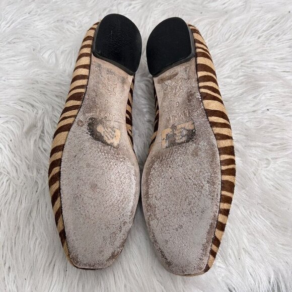 J. McLaughlin Anastasia Ballet Flat Calf Hair Tan Beechwood Zebra Print Size 6 - Picture 8 of 11